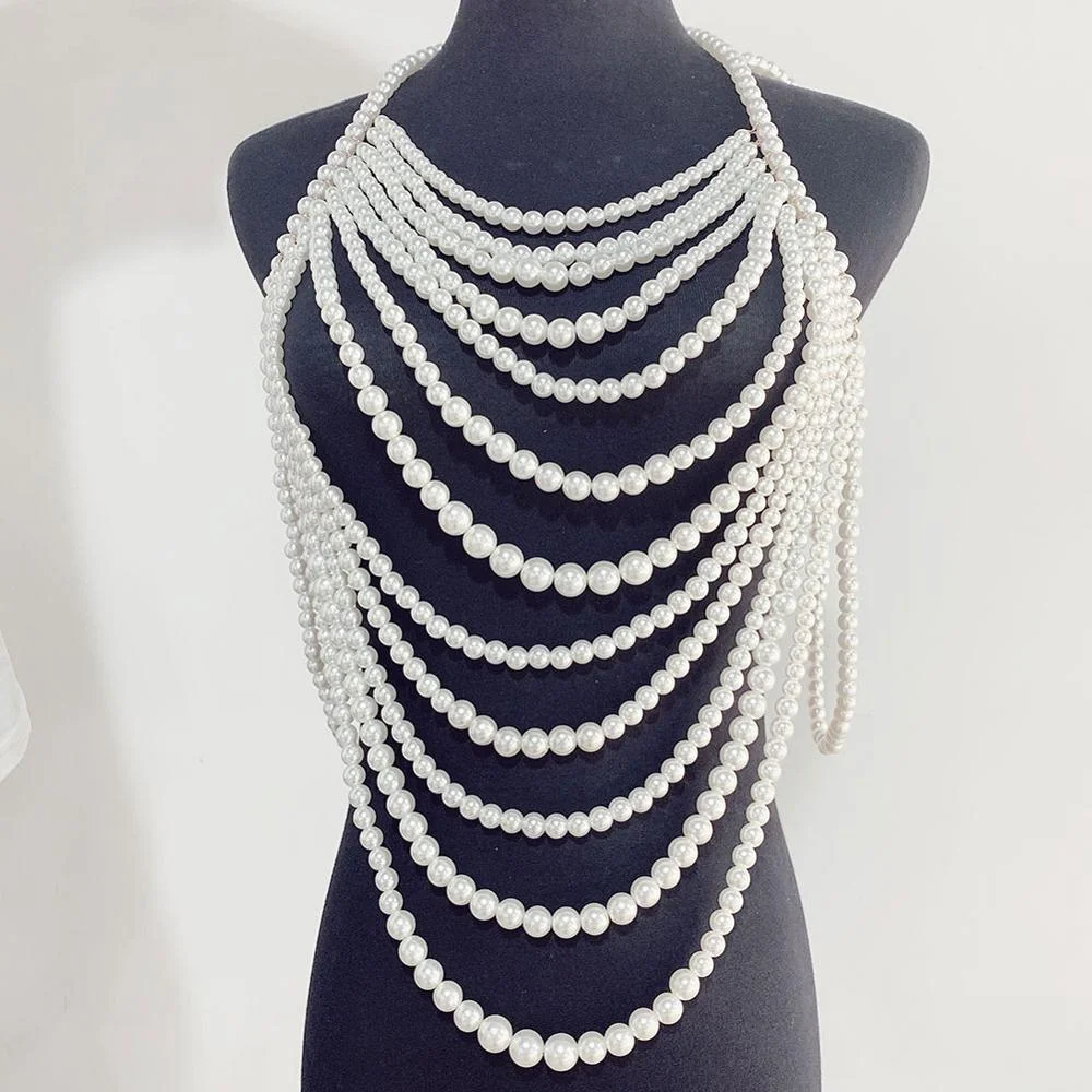Dvacaman Korean Handmade Simulated Pearl Statement Necklace Women 2019 New Fashion Sex Body Chain Charm Necklace Jewelry Female