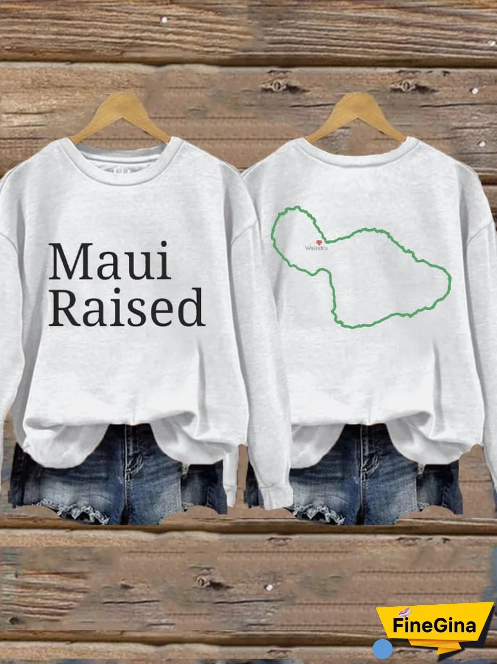 Women's Lahaina Maui Raised Hawaii Print Sweatshirt