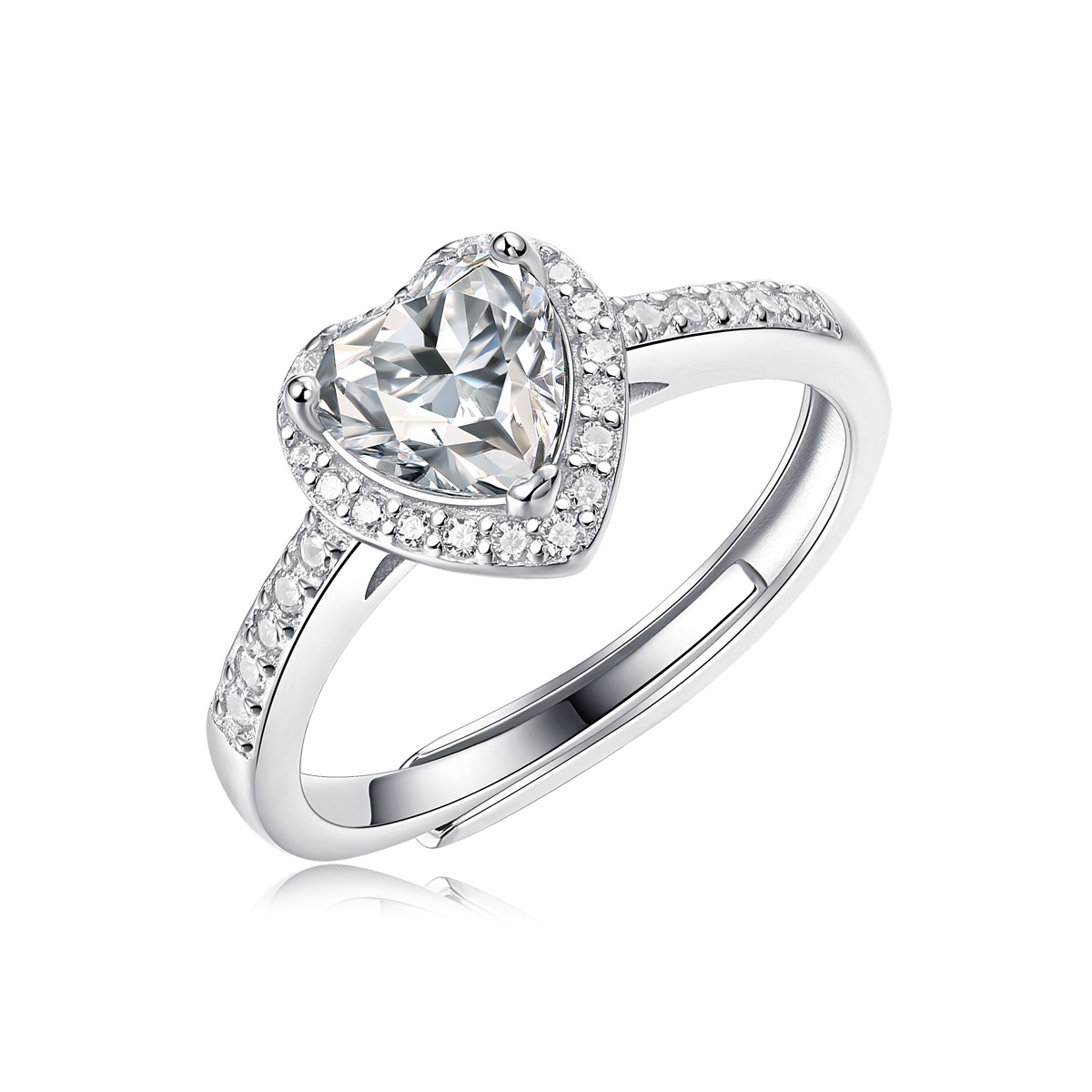 Fashion S925 Silver  1ct Moissanite Rings for Women Bridal Silver   Classi Marriage Wedding Engagement Ring Jewelry