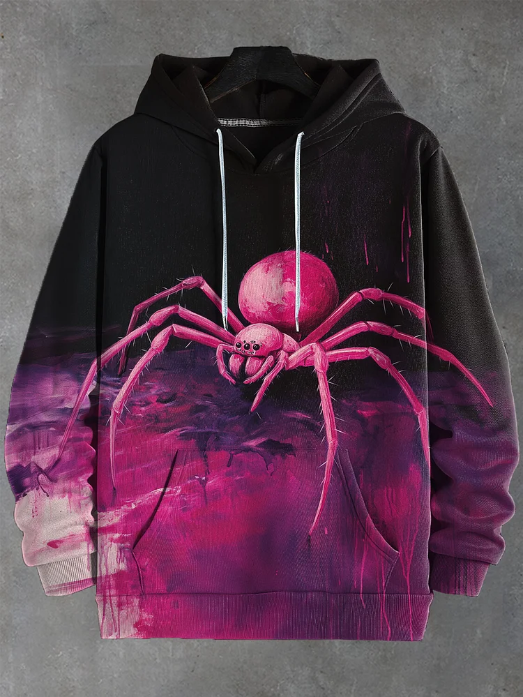 Men's Spider Oil Painting Print Casual Hoodie