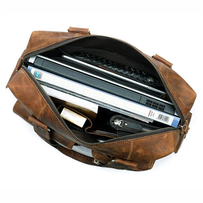 Mens Large Capacity Travelling Vintage Leather Duffel Bags Casual Briefcase
