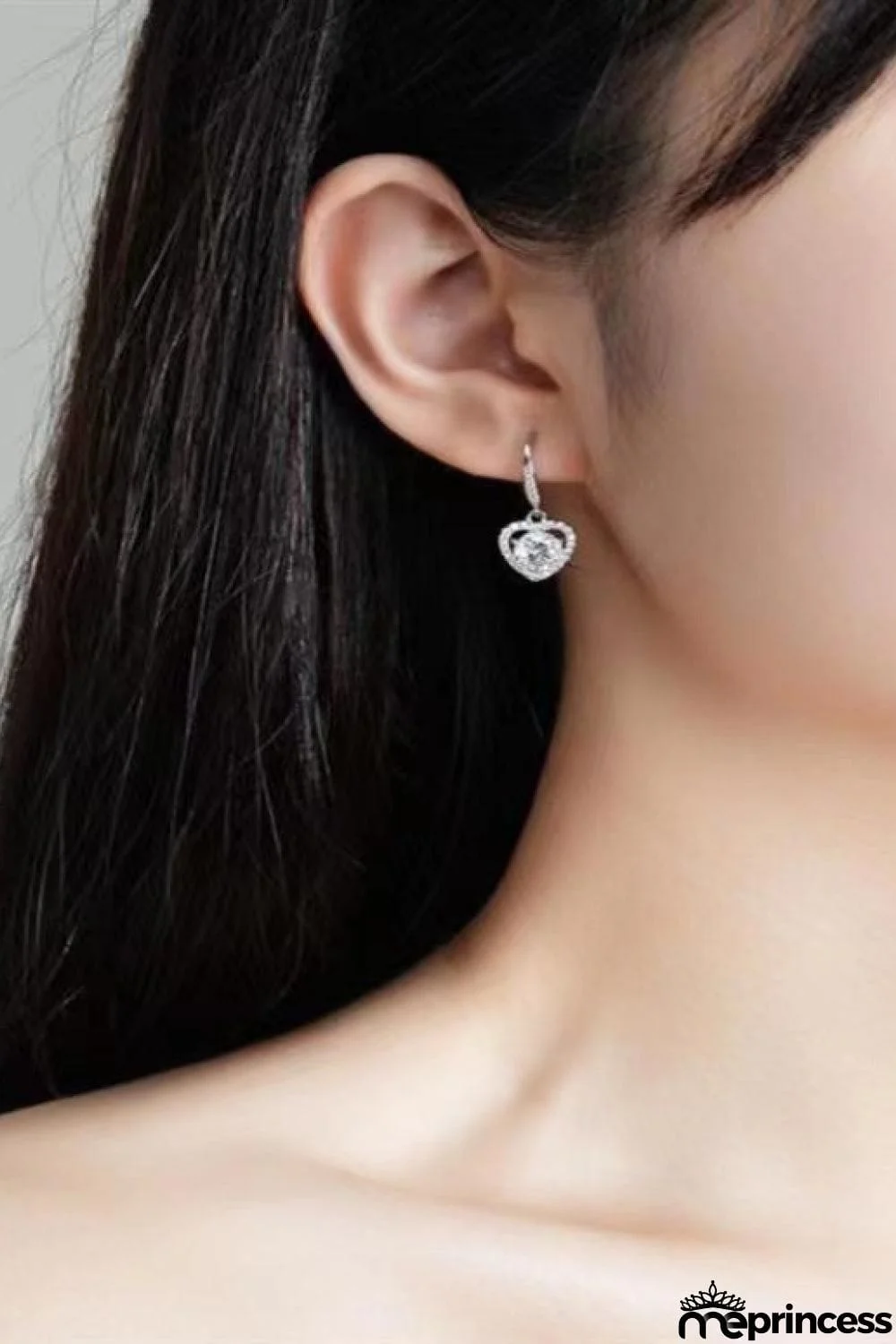 2 Carat Moissanite Platinum-Plated Heart Drop Earrings