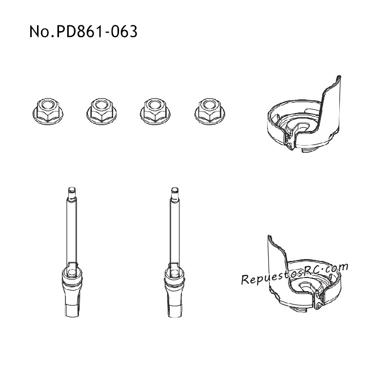 PD RACING TK10 Repuestos para Coches RC Juego de Ejes Amortiguadores PD861-063