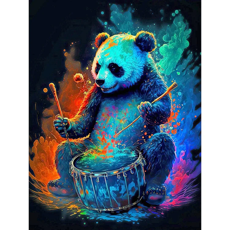 Color Drumming Panda 30*40CM(Canvas) Full Round Drill Diamond Painting gbfke