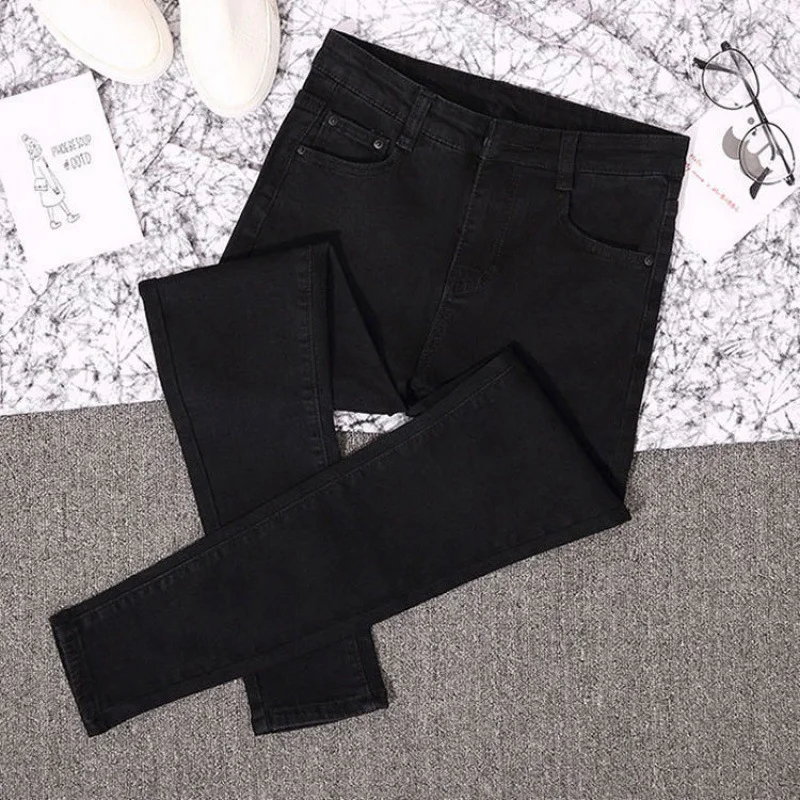 Toloer Toloer Black Jeans Women's Fall 2024 New High Waist Loose And Versatile Show Thin High Wide Legs Eight Nine Minutes Pants-Outfit Ideas