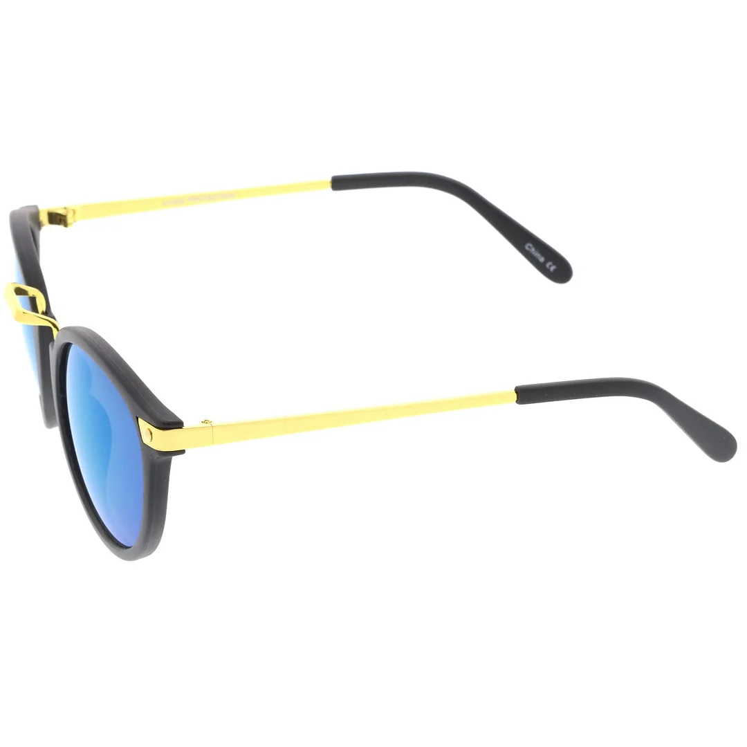 Retro Horn Rimmed Metal Nose Bridge P3 Round glasses 50mm