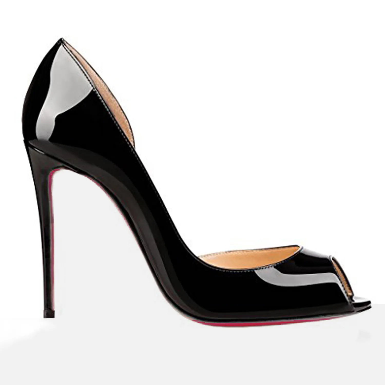 120mm Women's Party Wedding Peep Toe heels Black Patent-vocosishoes
