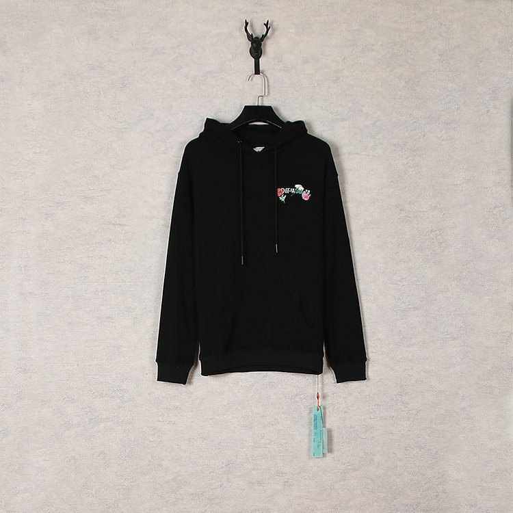 Off White Hoodie Autumn and Winter Plant Flower Series Hooded Sweater for Men and Women