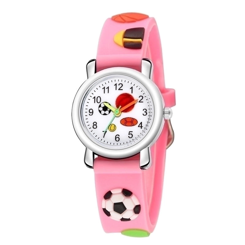 Cartoon Style Ball Basketball Football Buckle Quartz Kids Watches