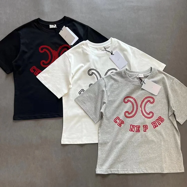 Letter logo flocked printed short sleeved Tee