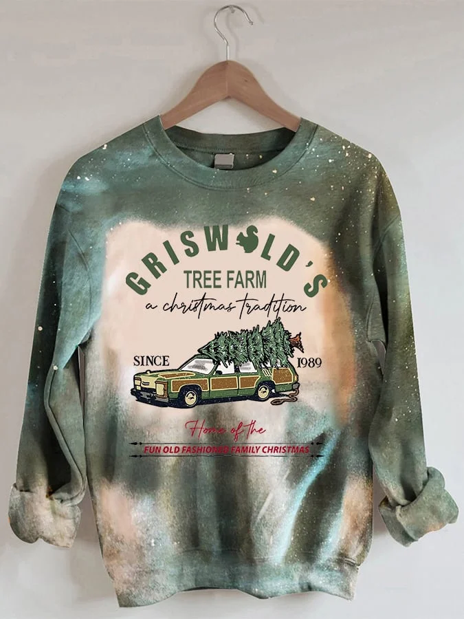 Women's Vintage Griswold Christmas Print Sweatshirt-mysite