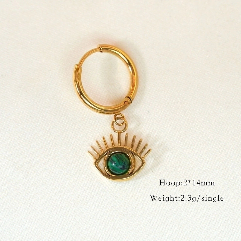 1 Pair Minimalist Cross Devil’s Eye Moon 304 Stainless Steel Drop Earrings