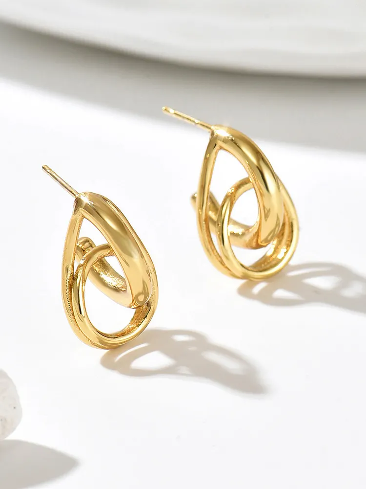 Geometric Hollow Water Drop Drop Earrings