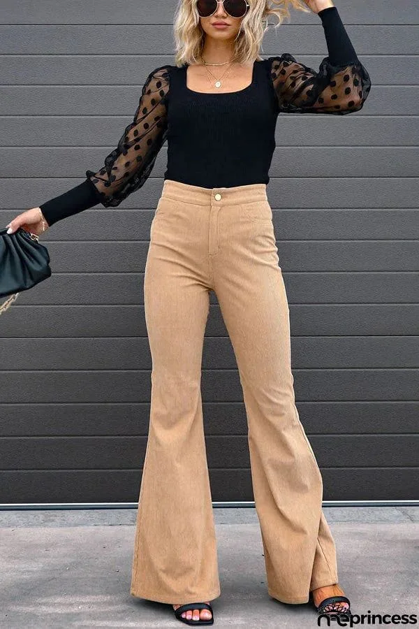 Autumn Mood Corduroy Pocketed Flare Pants