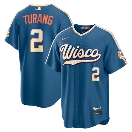 Youth Milwaukee Brewers #2 Brice Turang Nike Mineral Blue 2026 City Connect Stadium Jersey