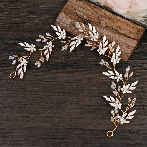 Metadun Wedding Headbands For Flower Girls Head Accessories Women Bridal Wedding Headbands Golden Leaf Hair Jewelry