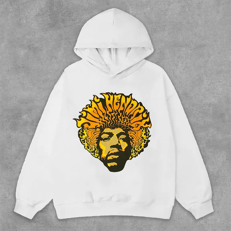 Stylish Hendrix Fashion Guitarist Graphic Print Side Pockets Hoodie SOPULA