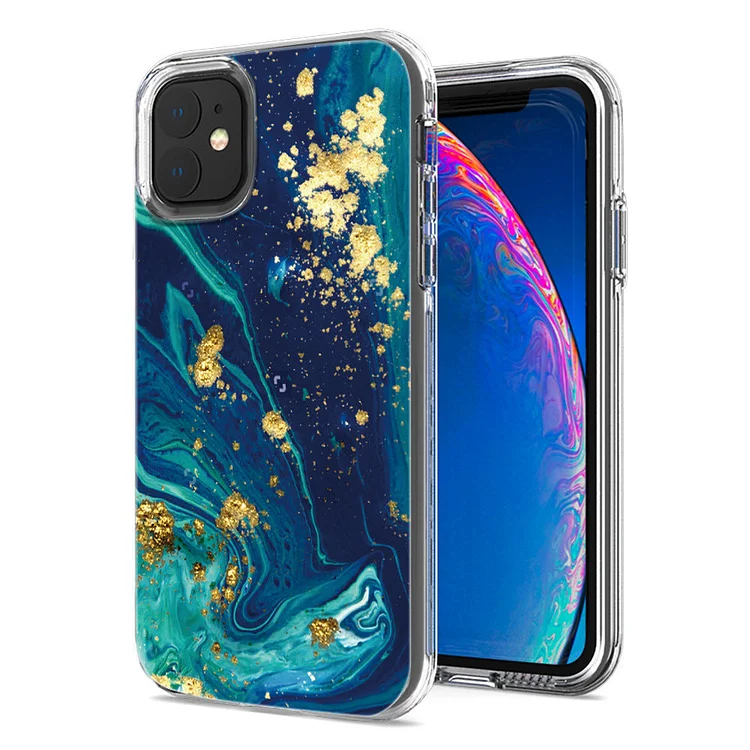 2023 Luxury Electroplated Marble Painted Transparent Protective Case For iPhone