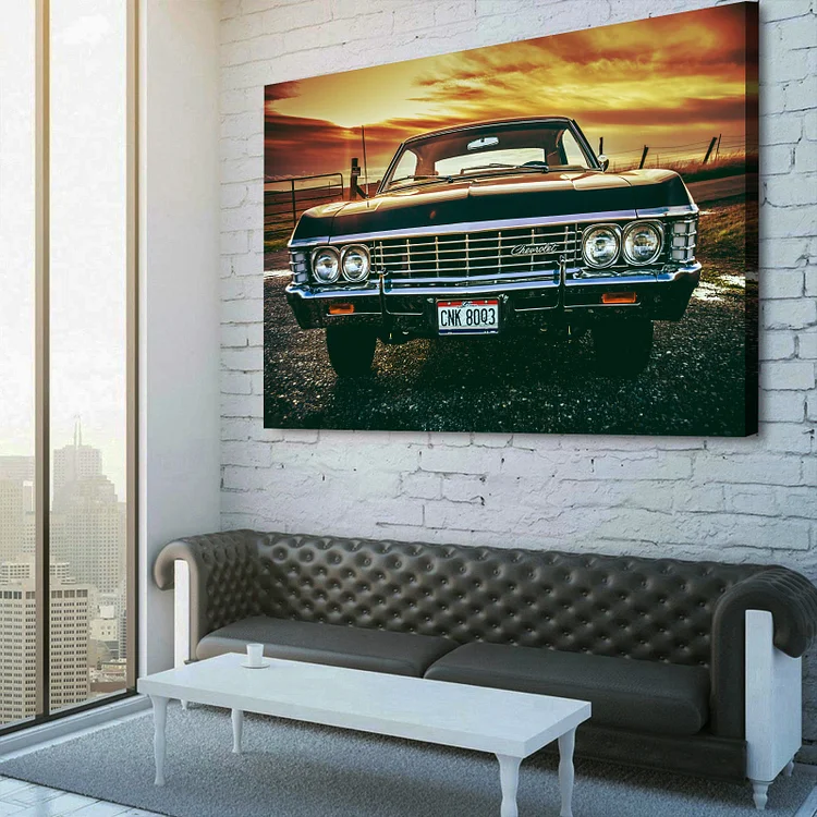 1967 Black Chevy Impala “Supernatural”Canvas Wall Art - Design Wall Art