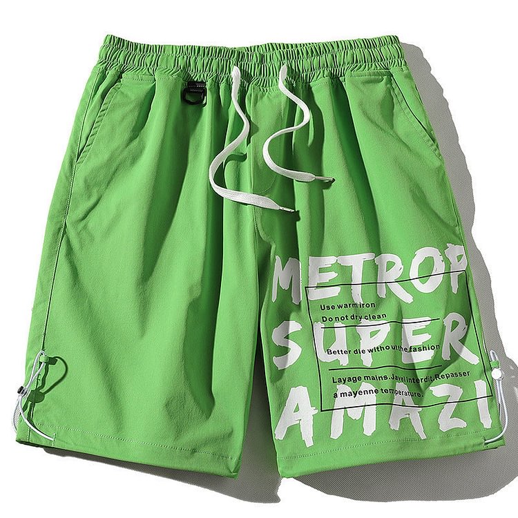 Men's Summer plus Size Retro Sports Casual Shorts Casual Men's Loose Letter Shorts Men's Summer Trousers