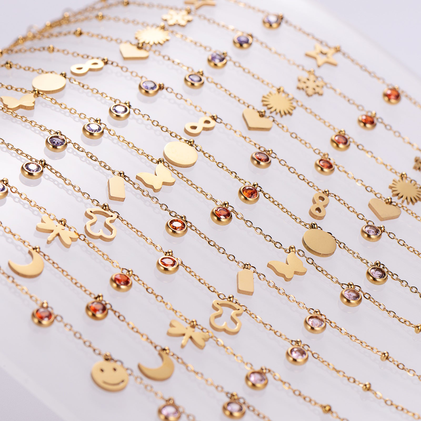 6 Pcs Women Minimalist Stripe Circle Round Animal Text Letter Chinese Zodiac Number Stainless Steel Electroplating Bracelets