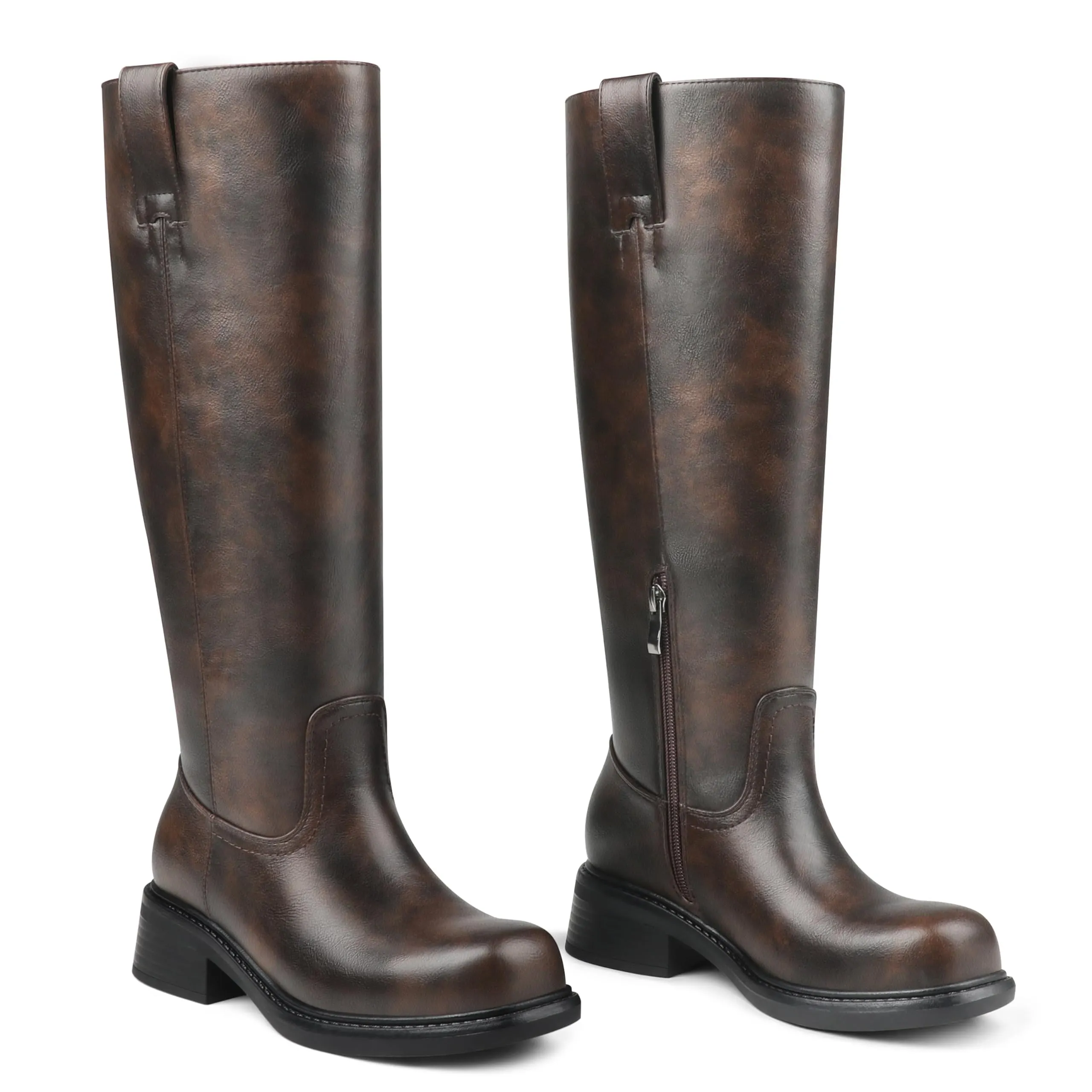 Mid Calf Cowboy Boots for Women Closed Toe Western Cowgirl Boots