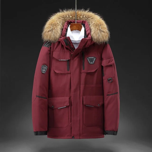 New Men's Solid Color Winter Coat Parkas White Duck Down Coat