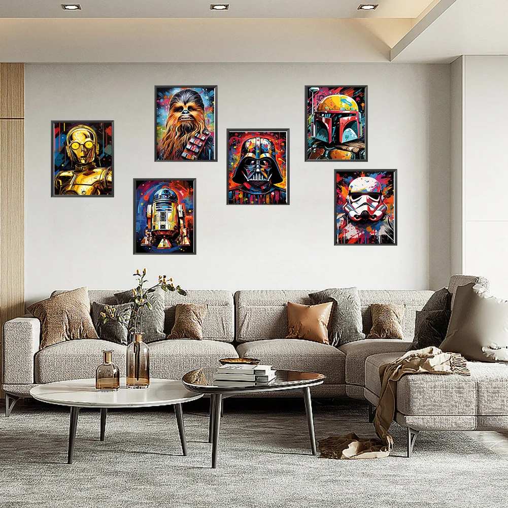 6pcs Diamond Painting - Full Round Drill - Star Wars(Canvas|30*40cm)