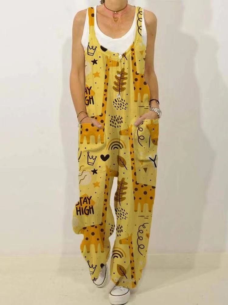 Digital Print Animal Floral Jumpsuit
