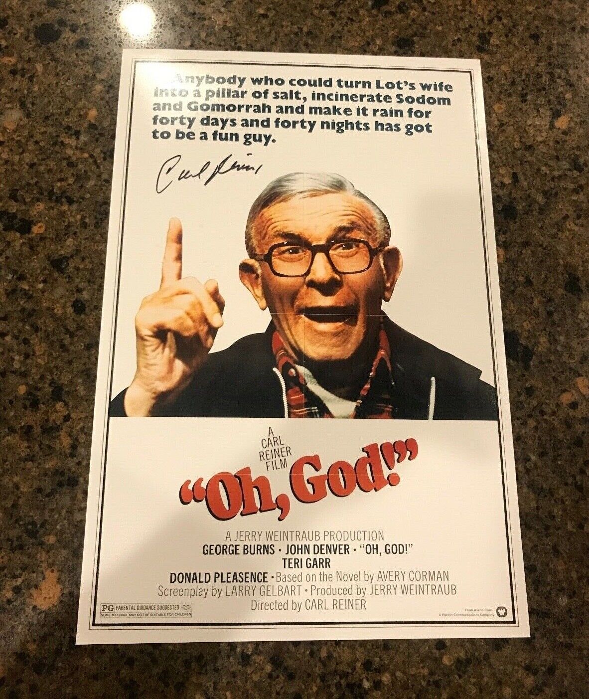 * CARL REINER * signed autographed 12x18 poster * OH, GOD * COA