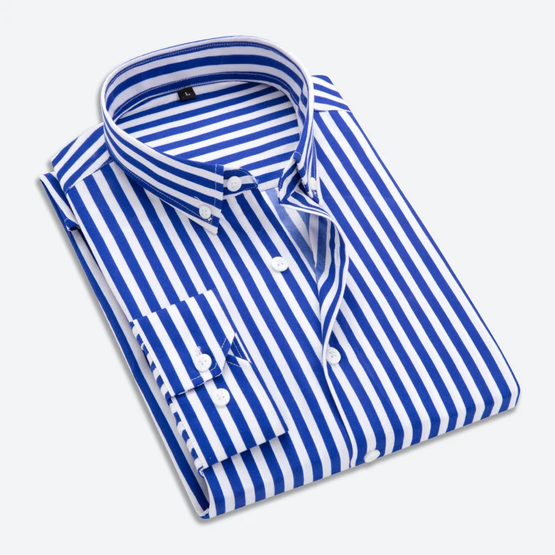 Men's Shirt Striped Collar Classic Collar Daily Work Long Sleeve Tops 