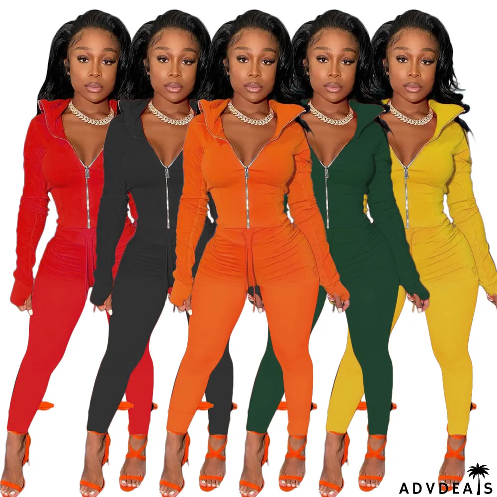 Finger Sleeve Casual Sports Two-piece Suit