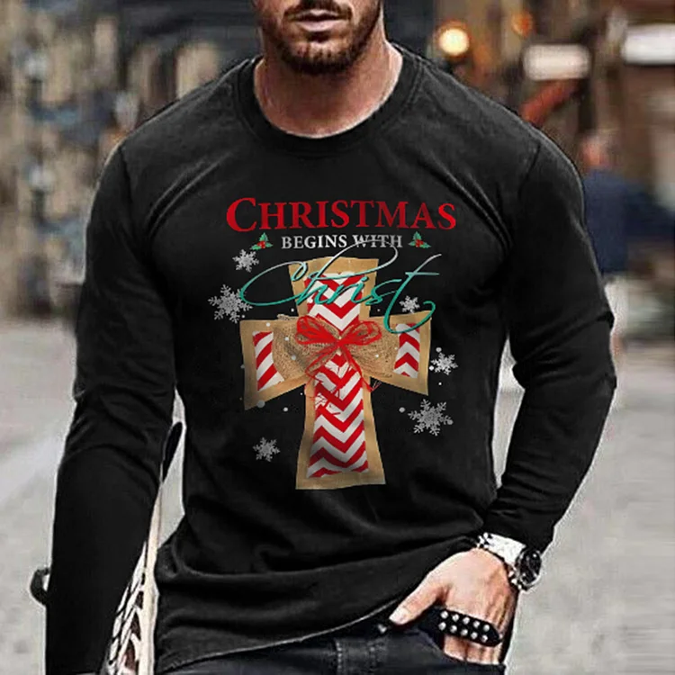 Men's Cross Christmas Long Sleeve T-Shirt