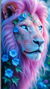 Luxury AB Velvet Diamond Painting Kit - Floral Pink Lion