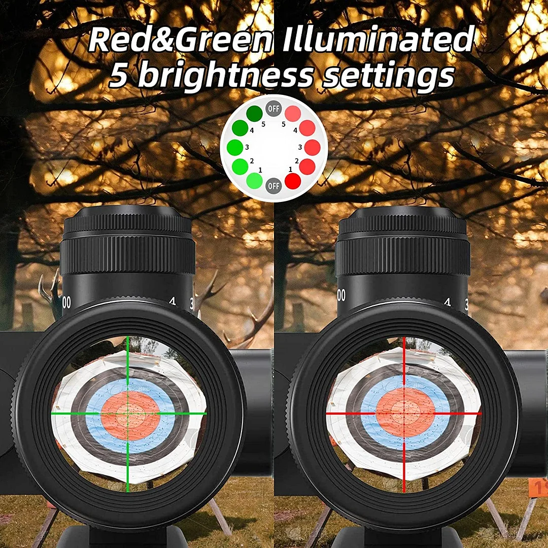 ohhunt® 2.5-10x40 Red Green Illuminated Tactical Rifle Scope Crossbow Scope with Red Laser Combo Less Than 5mW Output