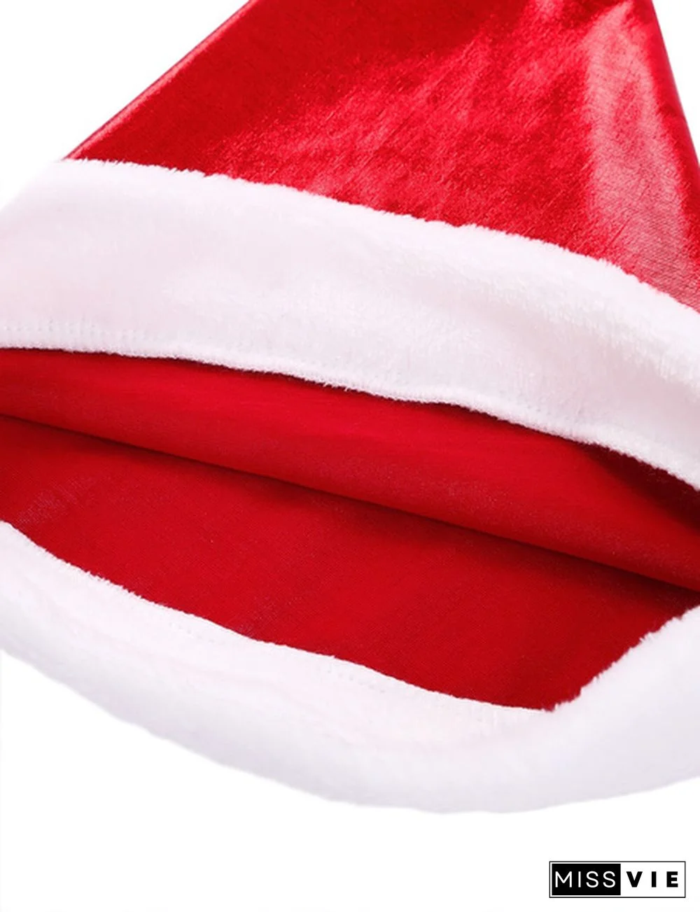 Womens Red 4Pcs Outfit Christmas Babe Outfit Costume White Flannel Trimmed Shiny Metallic Sleeveless Crop Top #S-XL