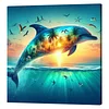 Framed Diamond Painting - Full Round Drill - Sunset Dolphin (25x25cm)
