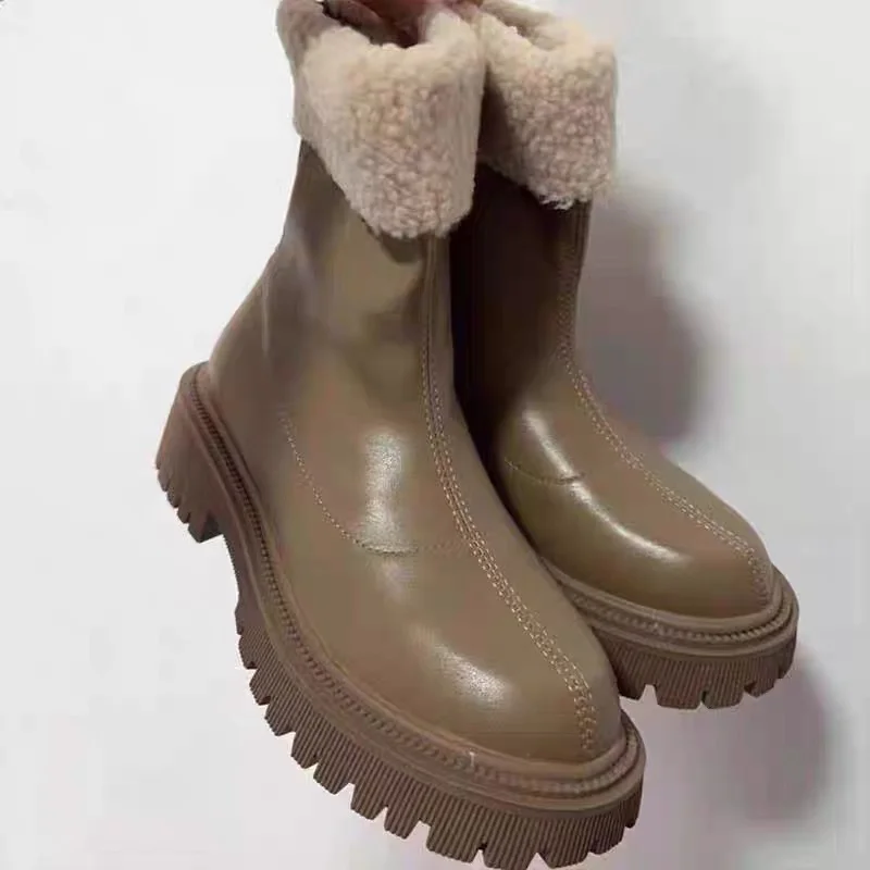 Breakj Breakj Brown Long-Heeled Knight Boots Women's Shoes 2025 New Autumn And Winter Plus Velveled Winter Shoes Snow Boots