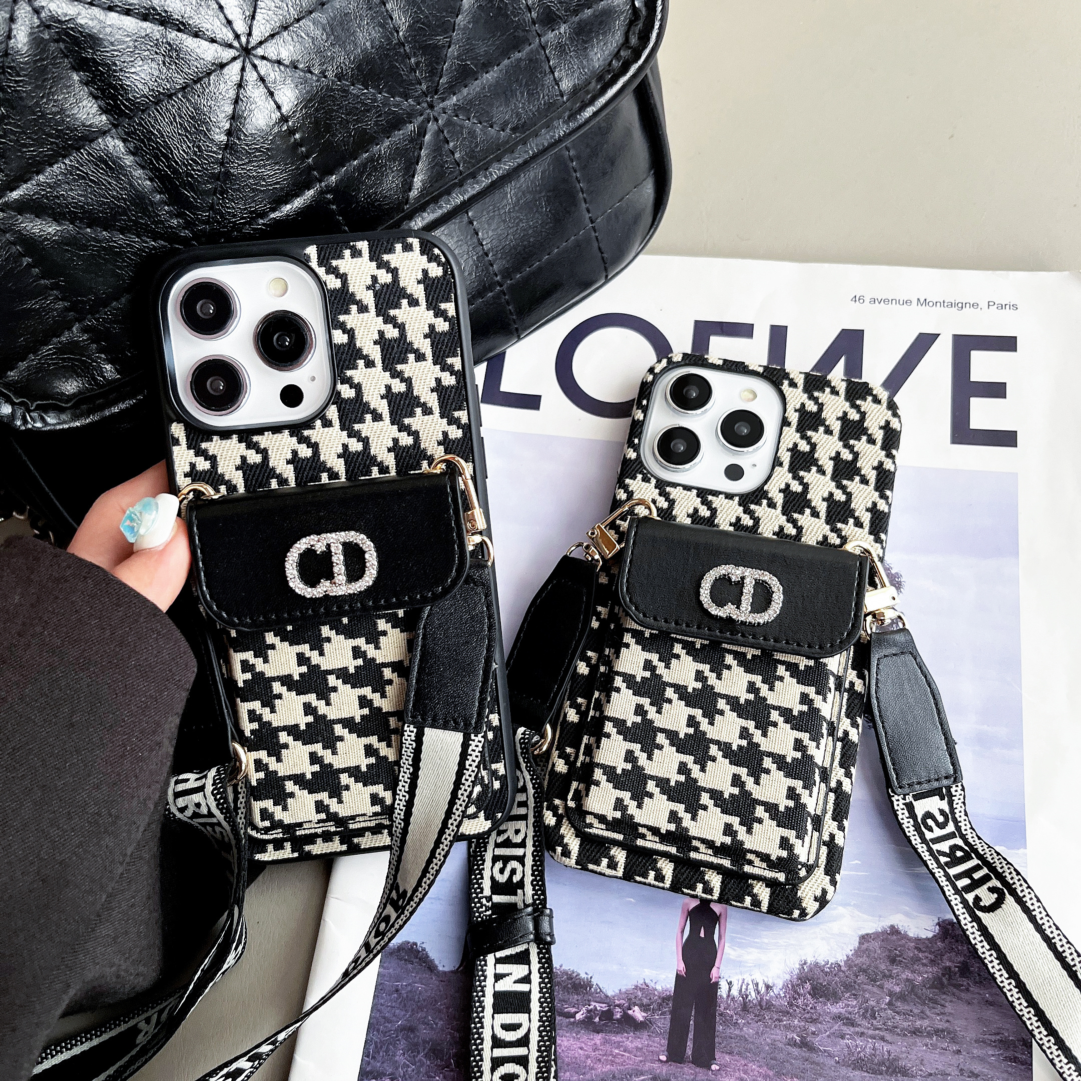 Dior Oblique Print Crossbody Wallet Card Holder  Apple iPhone Case Samsung Galaxy Cover