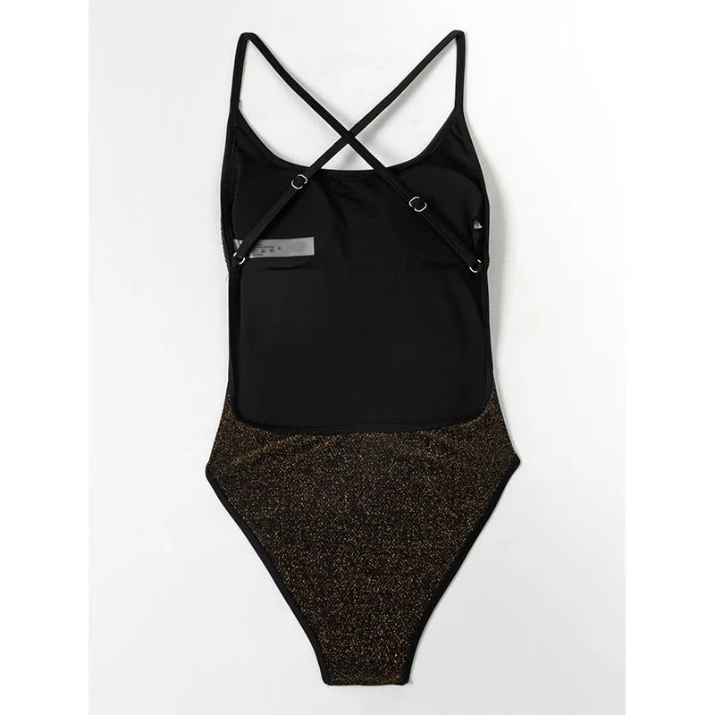 Shimmer For Bath Beachwear Sexy Halter Swimwear Women Swimsuit High Quality One Piece Suit Cross Back Bathing Suit Micro Biquini