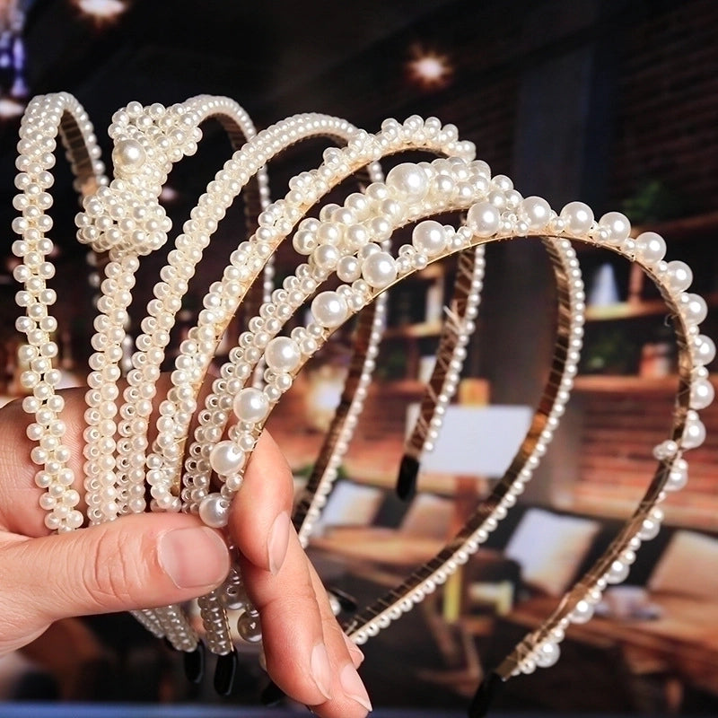 Women’s Fashion Waves Alloy Inlay Artificial Pearls Headwear