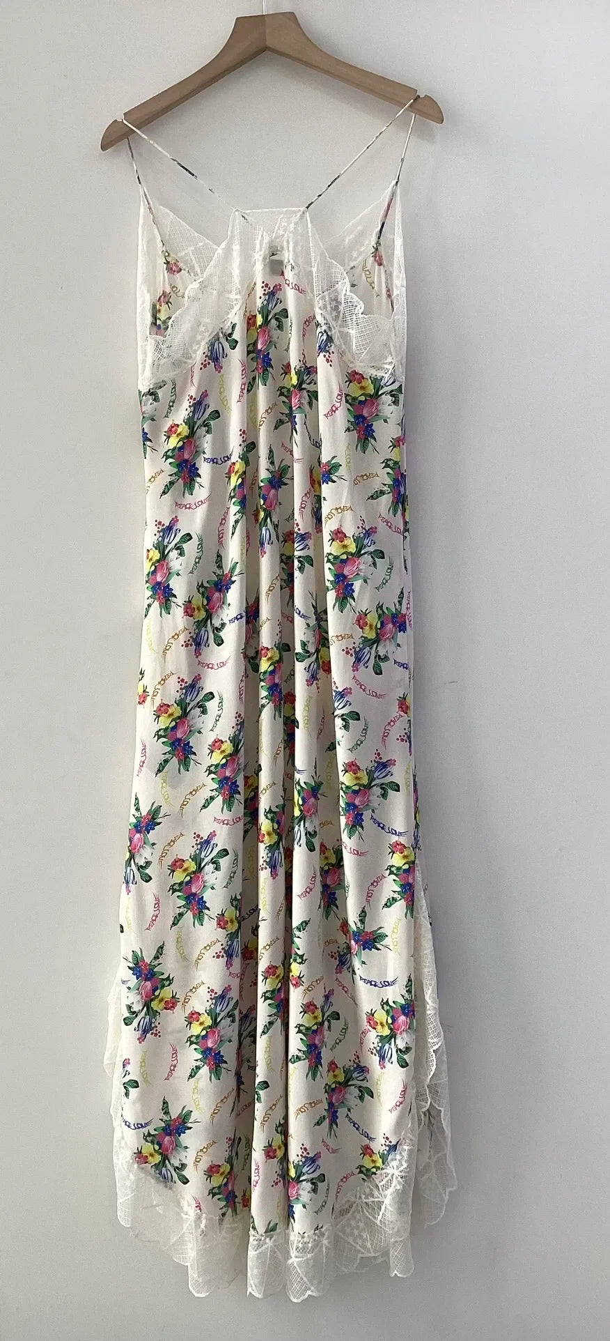 Llyge Women Floral Print Sling Robe 100% Viscose Lace Stitching V-Neck Sleeveless Elegant Summer 2024 Female Midi Dress llyge