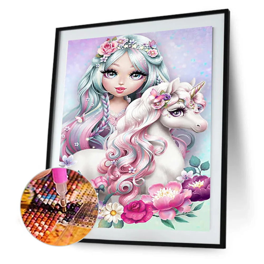 Diamond Painting - Full Round Drill - Girl & Horse (30*40cm)