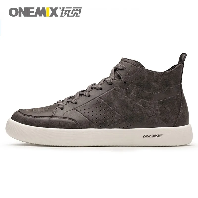 ONEMIX Skateboarding Shoes Light Cool Sneakers Soft Micro Fiber Leather Upper Elastic Outsole Men Shoes Walking EUR Size 39-45