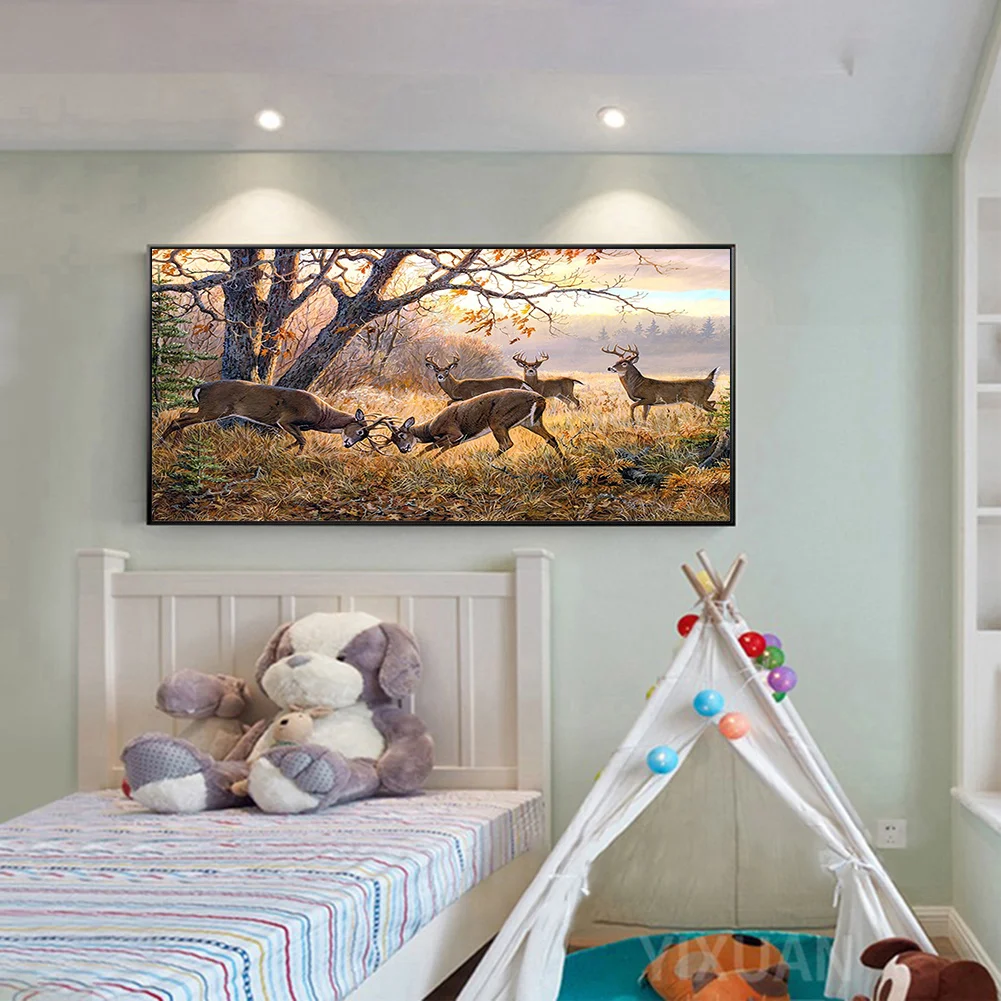 Diamond Painting - Full Round Drill - Deer Family(80*40cm)