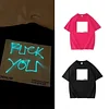 Interactive Glow in The Dark TShirt Luminous Drawing Board Shirt Neutral Fun Fluorescent Green Printing Cotton Short Sleeve Tees