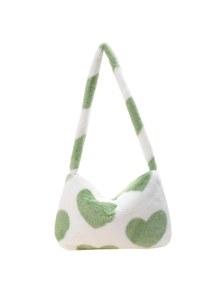 Flower Pattern Shoulder Underarm Bag Women Plush Top-handle Handbag (16)