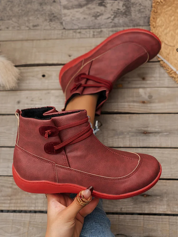 Flat casual ankle outlet boots