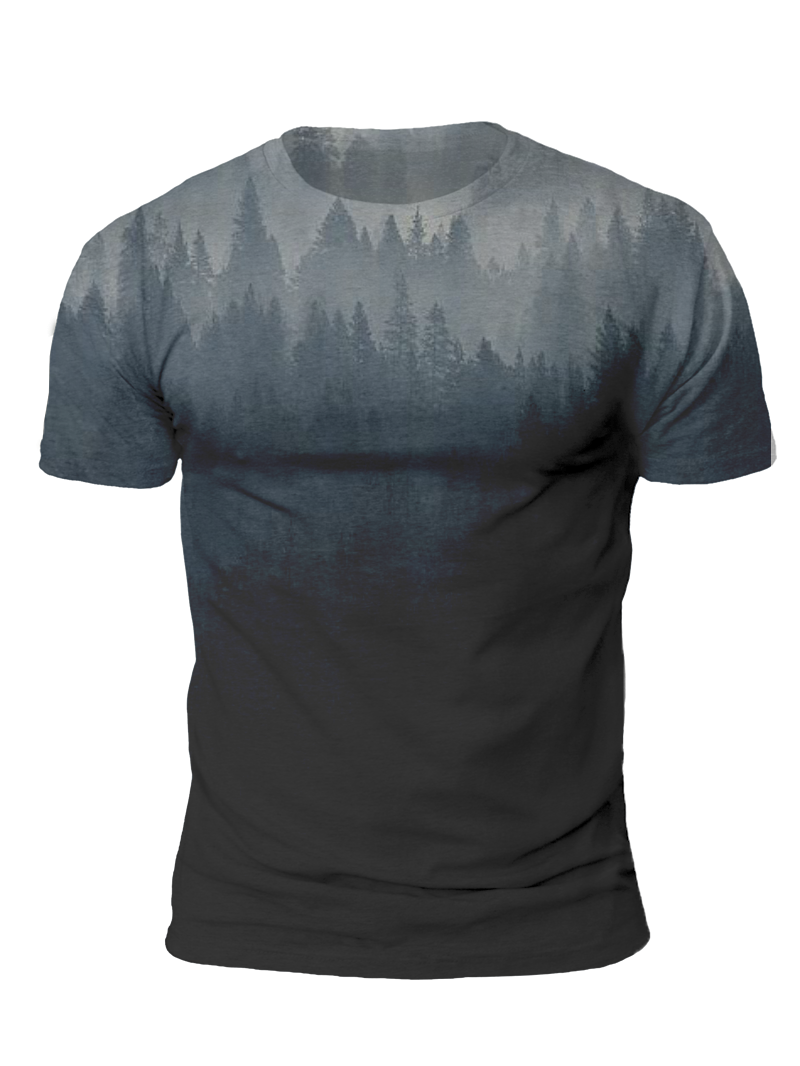  Men's Forest Print Short SleeveT-Shirt