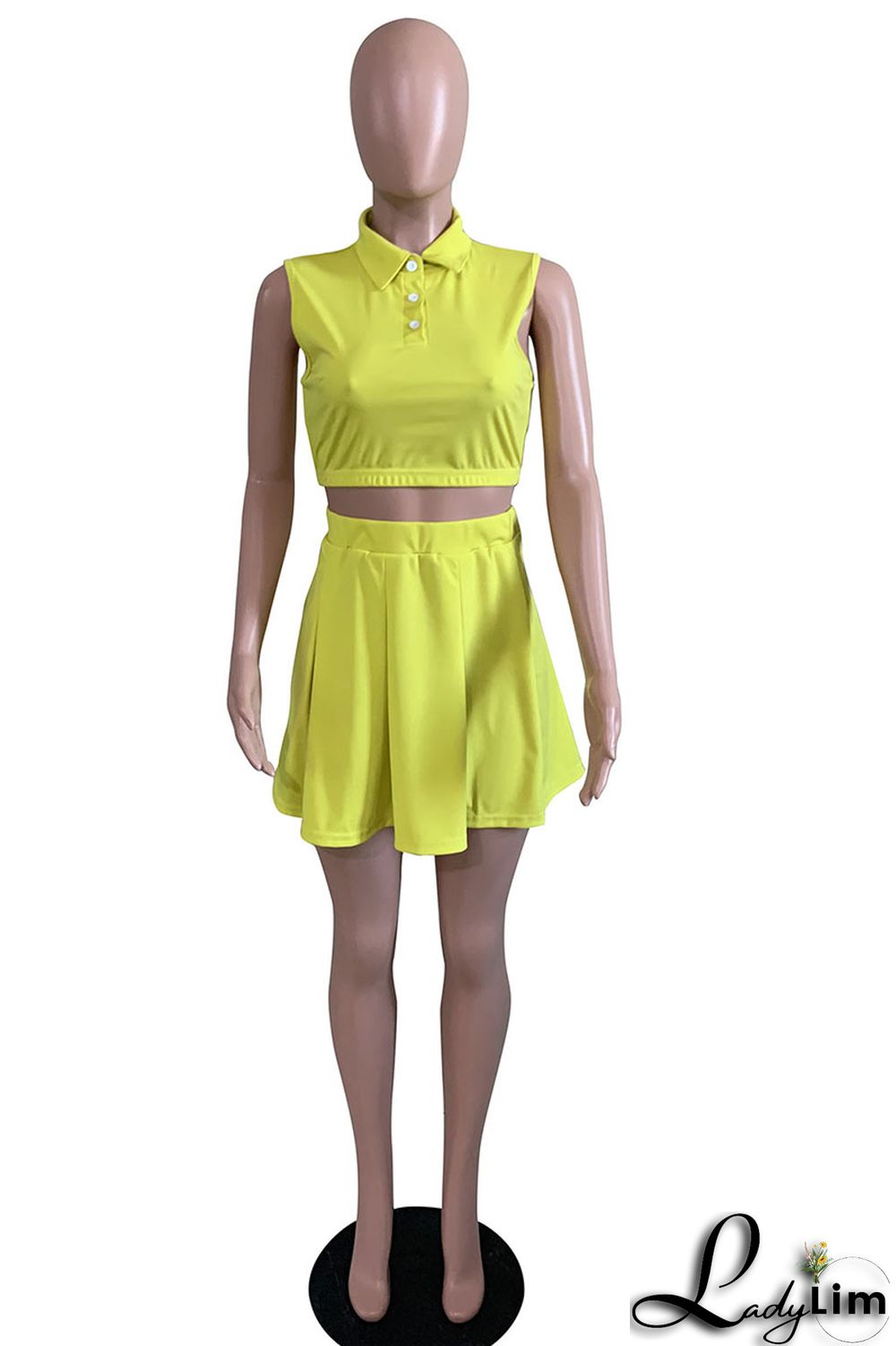 Black Casual Solid Split Joint Turndown Collar Sleeveless Two Pieces